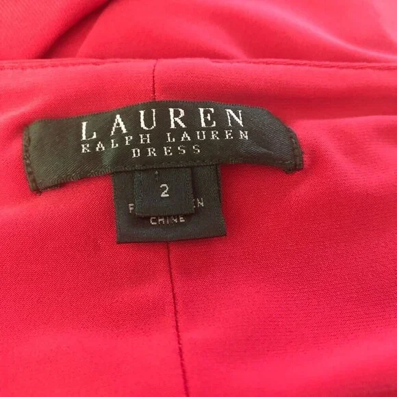 Ralph Lauren Midi Faux Wrap Sheath Dress Dark Pink Size Small - Picture 8 of 12